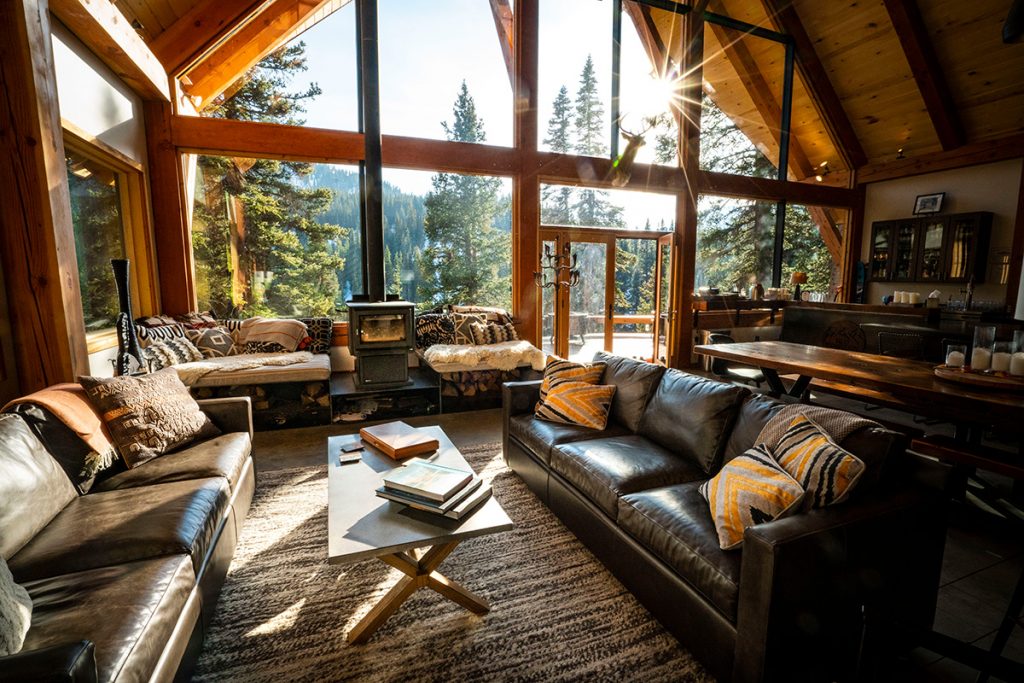 Interior of a mountain property in the San Juans — warm, comfortable, well-maintained